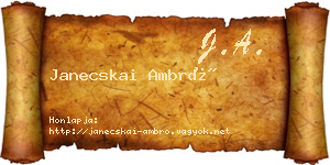 Janecskai Ambró névjegykártya